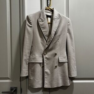 Zara Tattersal Check Plaid Blazer